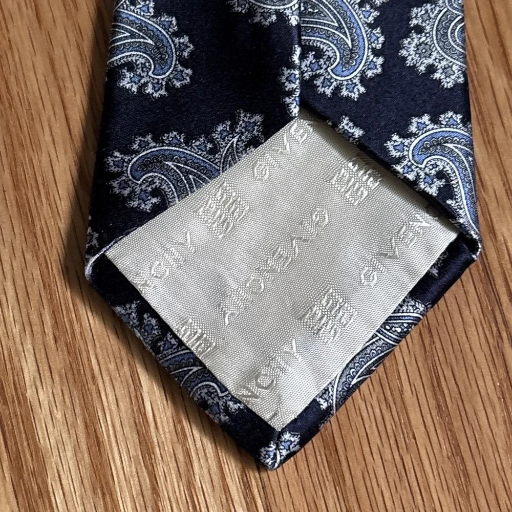 Givenchy Monsieur Silk Tie Blue Paisley Vintage Luxury Italy Necktie